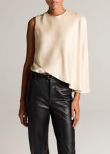 Satin Asymmetric Draped Cape Top - Oak Hall