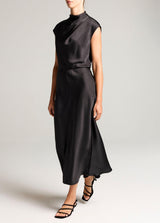 Draped Satin Cowl-Neck Dress - Oak Hall