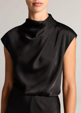 Draped Satin Cowl-Neck Dress - Oak Hall
