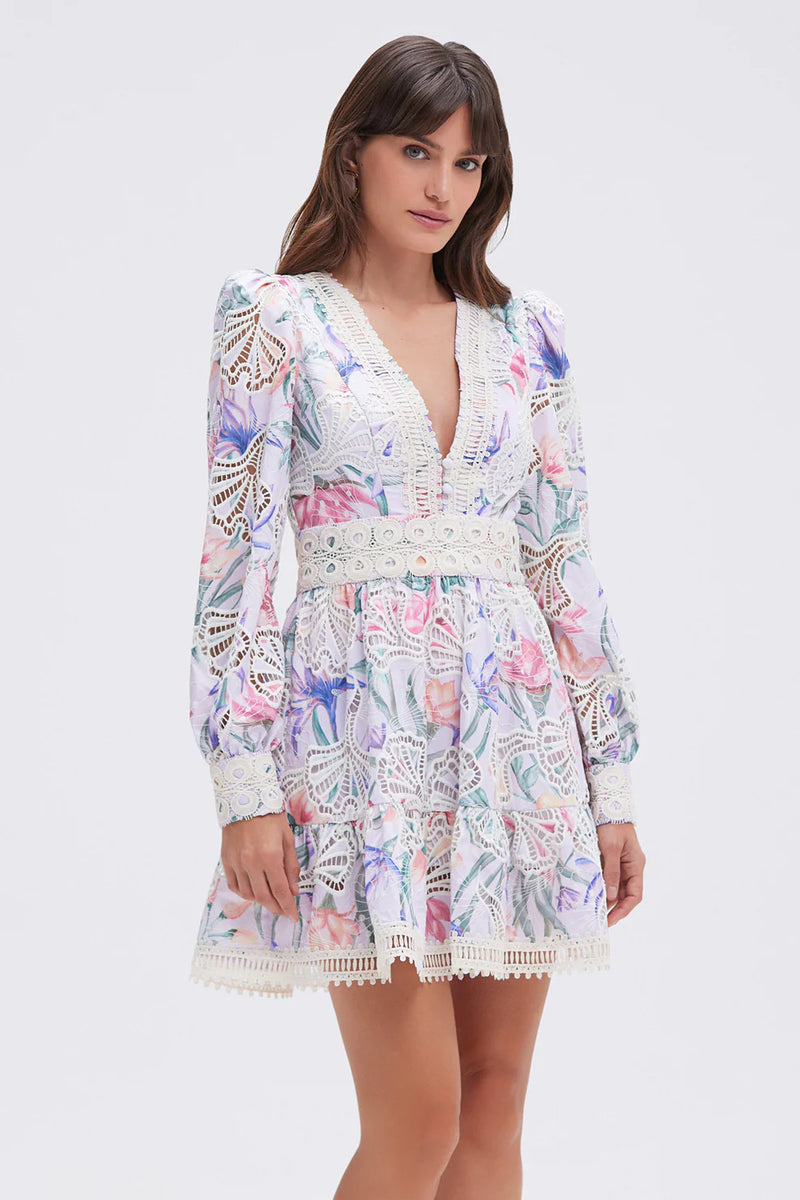 Amaryllis Embroidered Mini Dress - Oak Hall