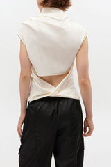 Printed Stretch Cotton Ruched Top