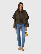 Frame Denim The Paddock Cape Jacket - MILITARY GREEN