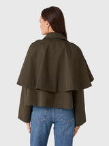 Frame Denim The Paddock Cape Jacket - MILITARY GREEN