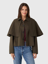 Frame Denim The Paddock Cape Jacket - MILITARY GREEN
