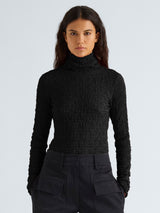 Harriet Top in Jersey Jacquard - Black