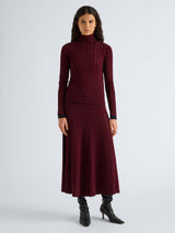 Phyllis Skirt in Ladder Stripe - Black/Wine