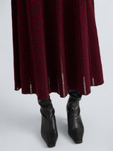 Phyllis Skirt in Ladder Stripe - Black/Wine