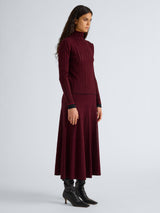 Phyllis Skirt in Ladder Stripe - Black/Wine