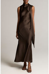 Draped Scarf Tie Slvls Dress