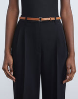Lafayette 148 New York Italian Vachetta Leather Skinny Belt - Copper