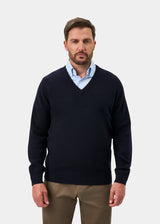 Hampshire Lambswool V-Neck Sweater - Navy