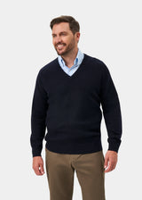 Hampshire Lambswool V-Neck Sweater - Navy
