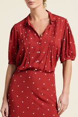 Nadine Blouse - Berry Dot