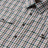 Madison Creek Bisley Check Western Shirt - Sage/Khaki (detail)