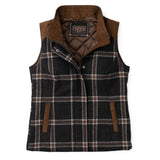 Madison Creek Cashiers Vest With Rabbit Fur Collar - Dark Grey Plaid