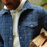 Criquet Corduroy Quilted Shacket - Dusty Blue Plaid