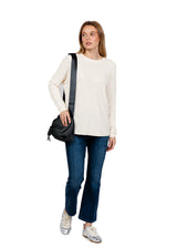 Cotton Cashmere Waffle Stitch Drop Shoulder Sweater - Ivory