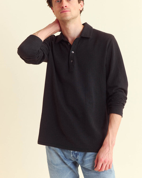 Long-Sleeve Herringbone Polo