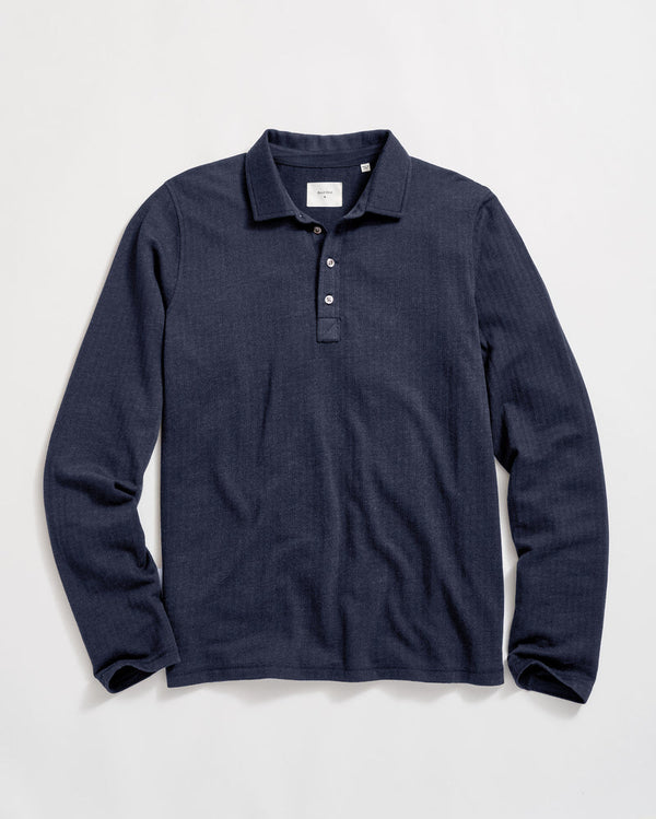 Long-Sleeve Herringbone Polo