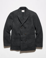 Billy Reid Boiled Wool Bond Peacoat - Charcoal Heather