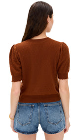 The Cashmere Pointelle Cardi - Chestnut