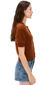 The Cashmere Pointelle Cardi - Chestnut