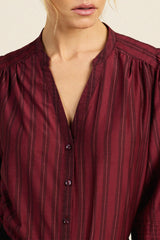 Pauline Blouse - Garnet Stripe