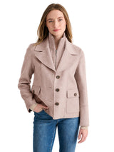 Knit Insert Notch Collar Coat - Sandstone