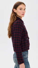 Nyx Cropped Jacket - Midnight/Burgundy Tweed