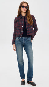 Nyx Cropped Jacket - Midnight/Burgundy Tweed