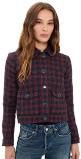 Nyx Cropped Jacket - Midnight/Burgundy Tweed