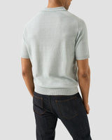 Cotton Linen Fine Knit Polo Shirt - Light Green