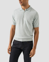 Cotton Linen Fine Knit Polo Shirt - Light Green