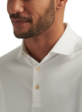 Solid Long-Sleeve Performance Jersey Polo - White