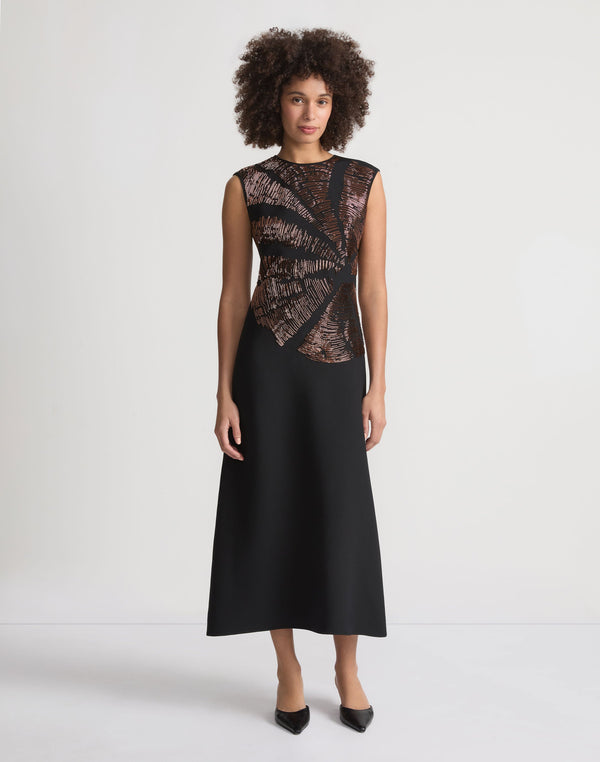 Hand-Beaded Wool-Silk Crepe Dress