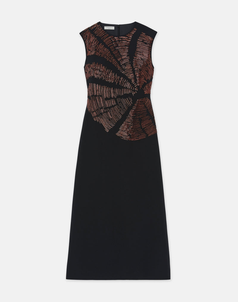 Hand-Beaded Wool-Silk Crepe Dress