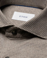 Houndstooth Check Flannel Shirt - Mid Grey