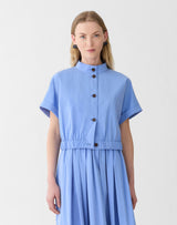 Travel Cotton Cropped Jacket - Blue Hydrangea