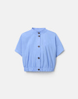 Travel Cotton Cropped Jacket - Blue Hydrangea
