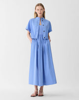 Travel Cotton Cropped Jacket - Blue Hydrangea