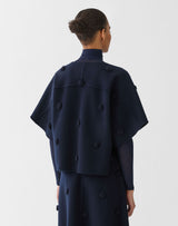 Wool-Cashmere Double Face Embellished Polka Dot Jacket - Blue Ink