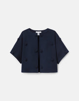 Wool-Cashmere Double Face Embellished Polka Dot Jacket - Blue Ink