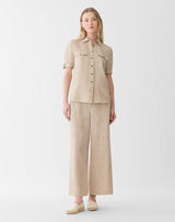 Columbus Cropped Wide-Leg Pant - Cadet Khaki Melange