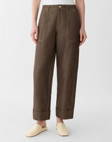 Cotton-Linen Highline Straight Ankle Pant - Root
