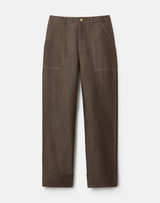 Cotton-Linen Highline Straight Ankle Pant - Root