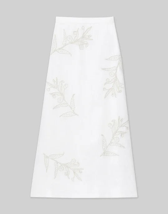 Eco Flora Embroidered Midi Skirt - Oak Hall