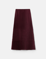 Satin Plissé Straight Midi Skirt - Aubergine