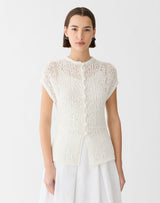 Lace Stitch Button Front Sweater