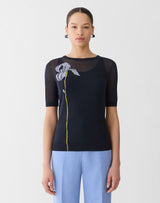 Intarsia Motif Crew Neck Sweater with Knit Tank