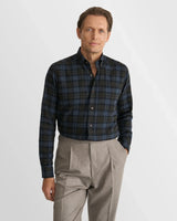 Plaid Check Flannel Shirt - Navy Blue